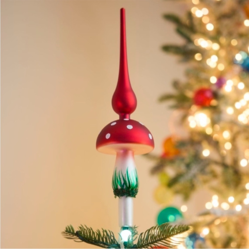 Anthropologie terrain Glass Mushroom Tree Topper Decoris New in Box